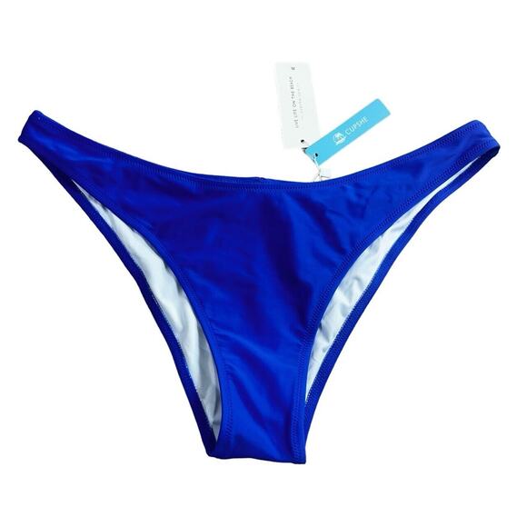 Cupshe Bright Blue Cheeky High Leg Bikini Bottom Sz XL New Swimwear Bottom - Picture 2 of 5